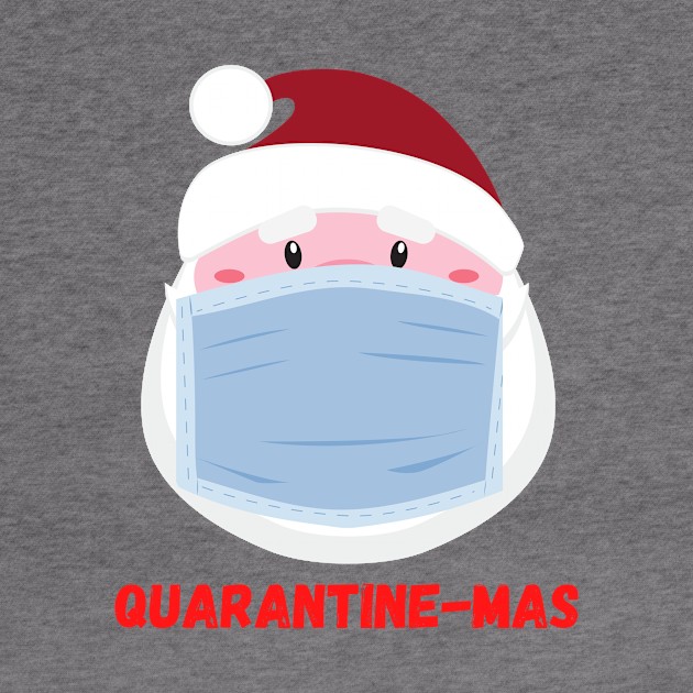 Quarantine-Mas Santa Claus Christmas in Quarantine Santa Clause Wearing a Mask and Social Distancing by nathalieaynie